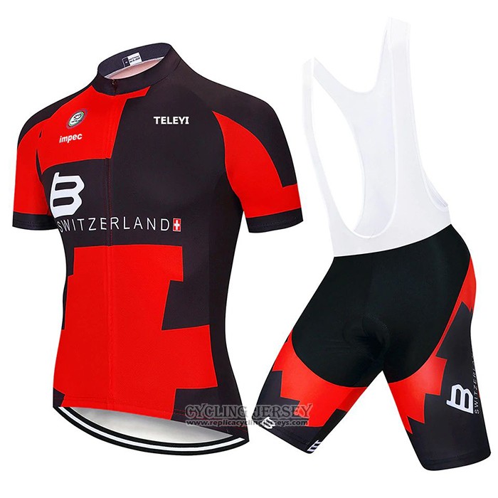 2020 Cycling Jersey Switzerland Red Black Short Sleeve And Bib Short